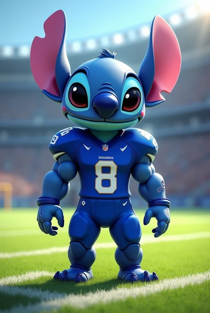 Stitch in blue football uniform