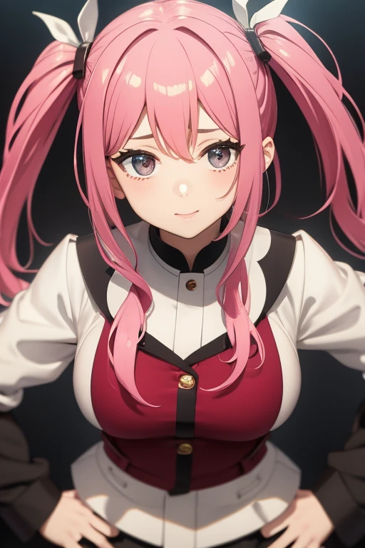 woman、uniform、beautiful girl、Pink Hair、Twin tails