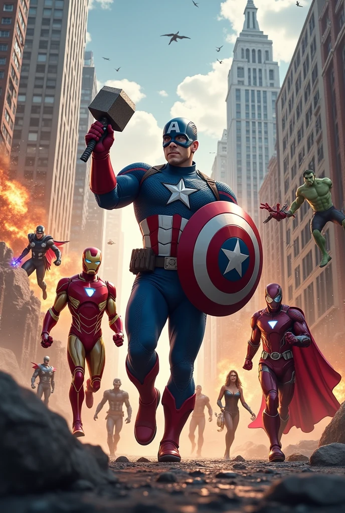 Power Rangers, captain America, Spider man, Thor, Homem de ferro, the hulk