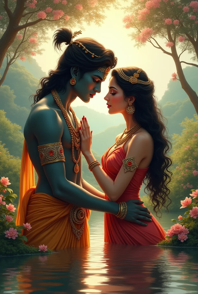 Krishna ji and radha ji having a beautiful conversation