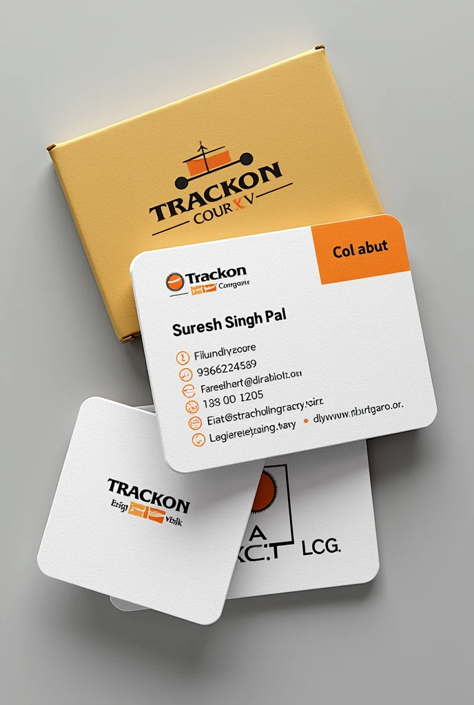 Make a visiting card for trackon courier patron name suresh singh pal mobile no. 9336243489