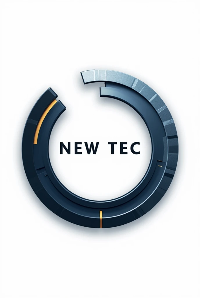 Design a circular logo for a technology company named "New Tec," with the name prominently displayed in the center of the logo. The circular design should be the focal point, incorporating elements that emphasize the technological nature of the company, such as sleek lines, circuit patterns, or digital symbols. The color scheme for the circular logo should be distinct and eye-catching, using a sophisticated blend of deep metallic blue or silver. The background outside the circular logo should remain entirely white, creating a strong contrast that makes the colored logo stand out. The overall design should be professional, serious, and visually compelling, ensuring that it draws attention while maintaining a modern and technological aesthetic.