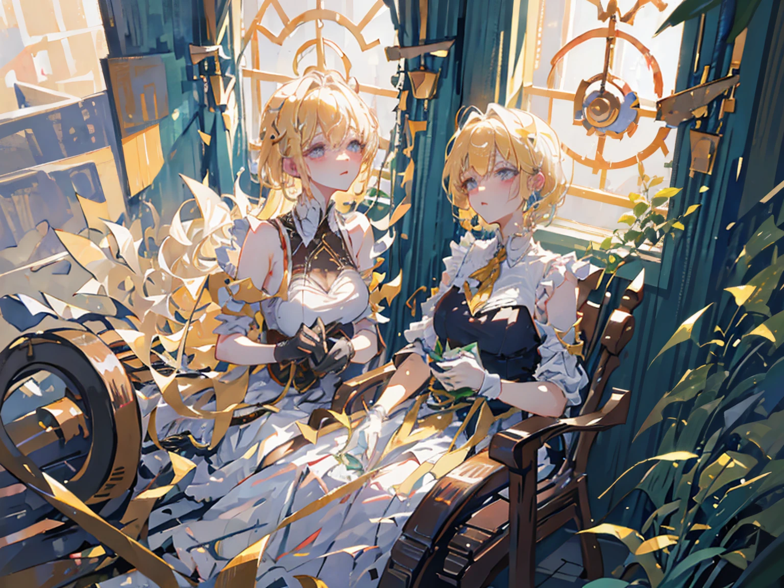 (beautiful detailed eyes, beautiful detailed lips, extremely detailed eyes and face, long eyelashes), 1girl (1.0), sitting on bed (1.0), blonde hair (1.0), short hair (1.0), metal gloves (1.0), black top (0.9), beige skirt (0.9), indoor (1.0), large window (1.0), sunlight (1.0), soft lighting (0.8), melancholic atmosphere (0.8), realistic style (0.9), peaceful (0.8)
, white summer dress, park, walking, (8k, RAW photo, best quality, masterpiece:1.2), (realistic, photo-realistic:1.37), professional lighting, photon mapping, radiosity, soft lighting, intricate details, natural environment, lush greenery, warm summer day, serene atmosphere 