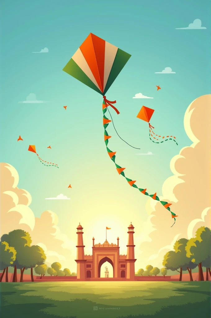 design a image that reflects the happiness of Independence Day at India. Kites are often associated with Independence Day celebrations in India, especially in Delhi.
