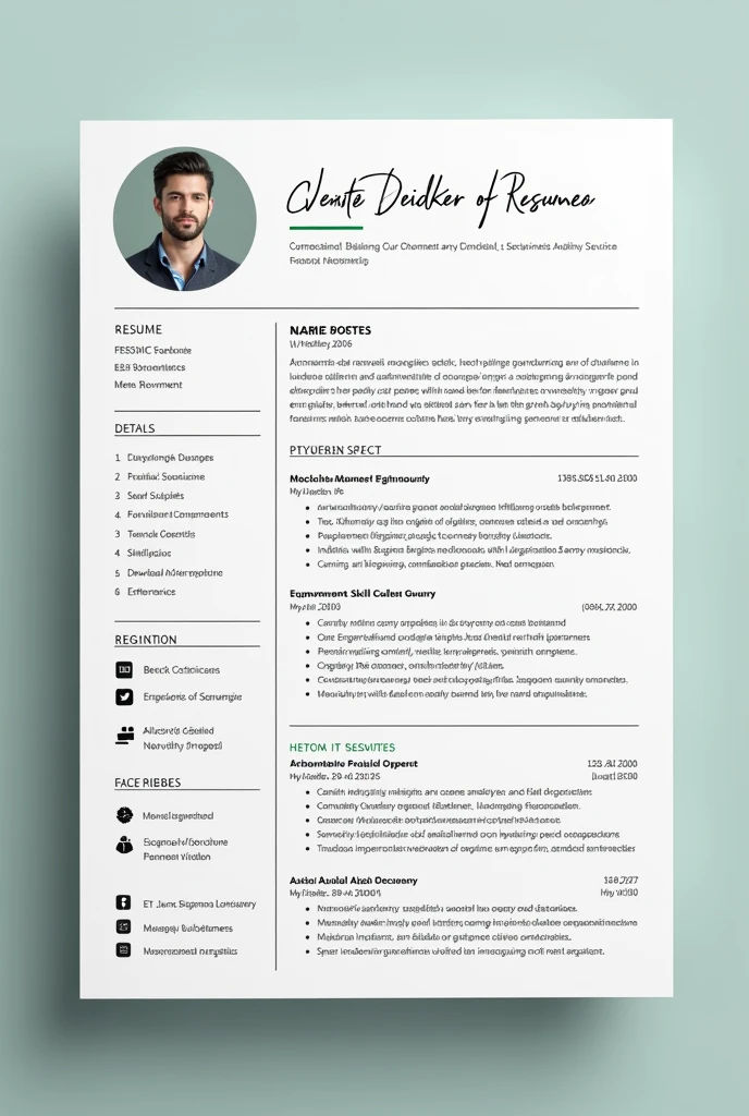 generate a professional resume just to put the data already
