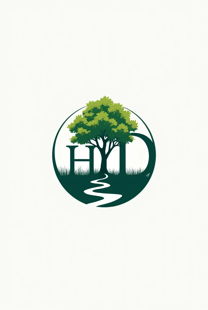 make me a fancy logo, simple and modern, that has the letters HD in the middle and behind the letters has the silhouette of a leafy tree with many branches and leaves, It also improves the typography of the letters!
that the tree is in the middle of the letters!
Now add a small river under the tree!
Now generate a background according to what you did!
that the tree looks like it was drawn(cheered up)