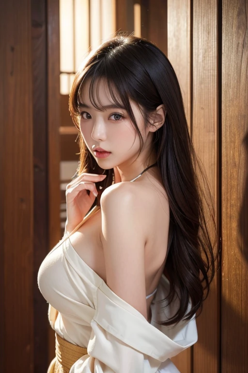 (Highest quality, 8k, 32K, masterpiece, Ultra-high resolution:1.2),Beautiful Japanese Women Photos, one person&#39;s, (Large Breasts), double eyelid, White nurse uniform,  white nurse (cap), White shirt, Open shirt, hospital, Patient's room, sexy、whole body、Spread your legs、On the bed