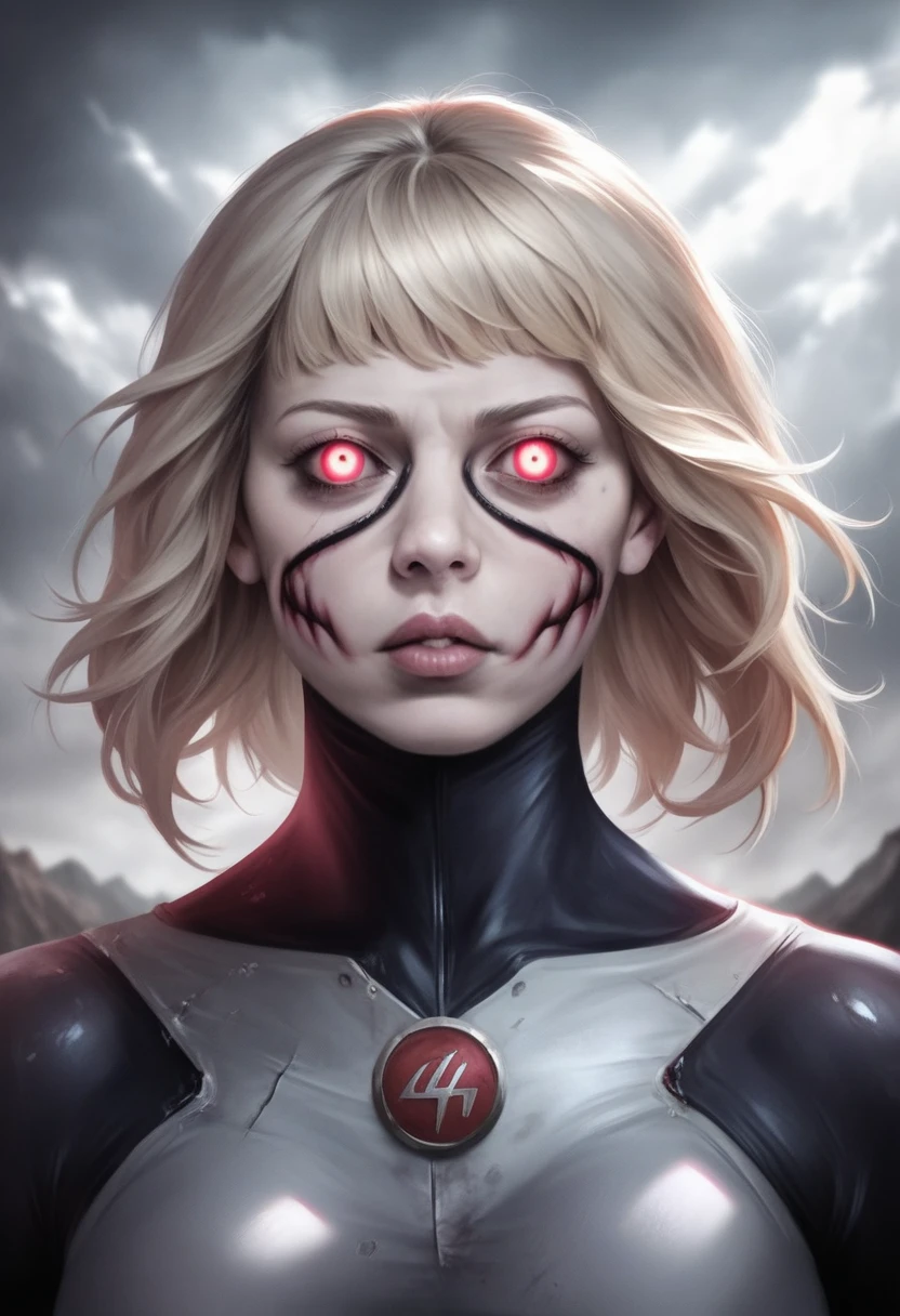a beautiful blonde woman with medium hair, wearing a slick latex suit, in the middle of a zombie apocalypse, (best quality,4k,8k,highres,masterpiece:1.2),ultra-detailed,(realistic,photorealistic,photo-realistic:1.37),hyper detailed face, extremely detailed eyes and face, longeyelashes, detailed lips, slender body, dynamic pose, dramatic lighting, apocalyptic landscape, vibrant colors, cinematic composition, anime style