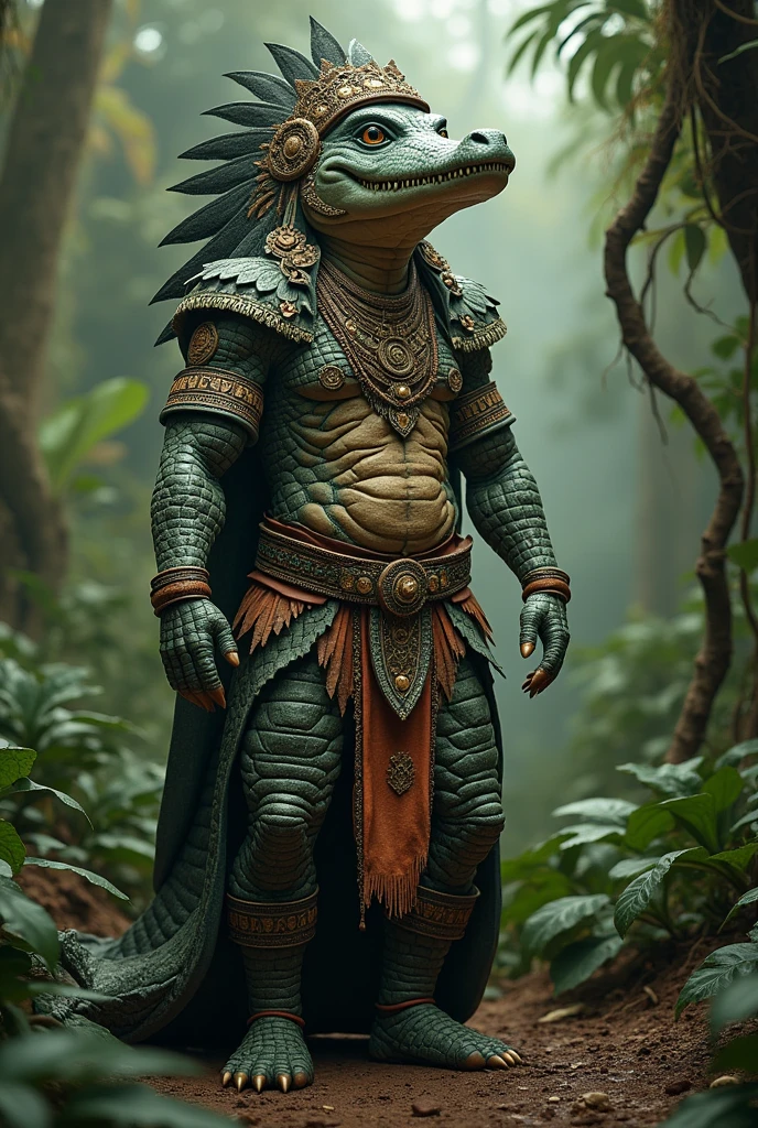 A Mayan dressed as a crocodile