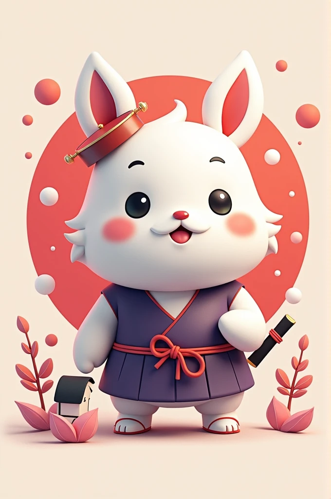 generates an animated mascot drawn in 2d for a contest that has the theme of the 5 S's of Japan, The company is Yhale and the colors of its logo are white, purple and lemon green