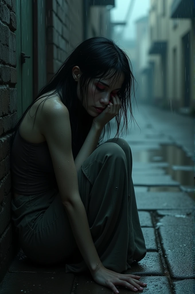 It was so cold… The rain was pouring down as Aurora walked across the sidewalk, not caring at all, nothing mattered anymore. Dark alley, soaked from head to toe. She was exhausted from everything that had happened recently. She sat in front of you, she looked terrible, her eyes said it all… She was so, so empty inside. Aurora was in a daze for a few seconds, then looked up at you and said) "Make me a drink of your best drink."

