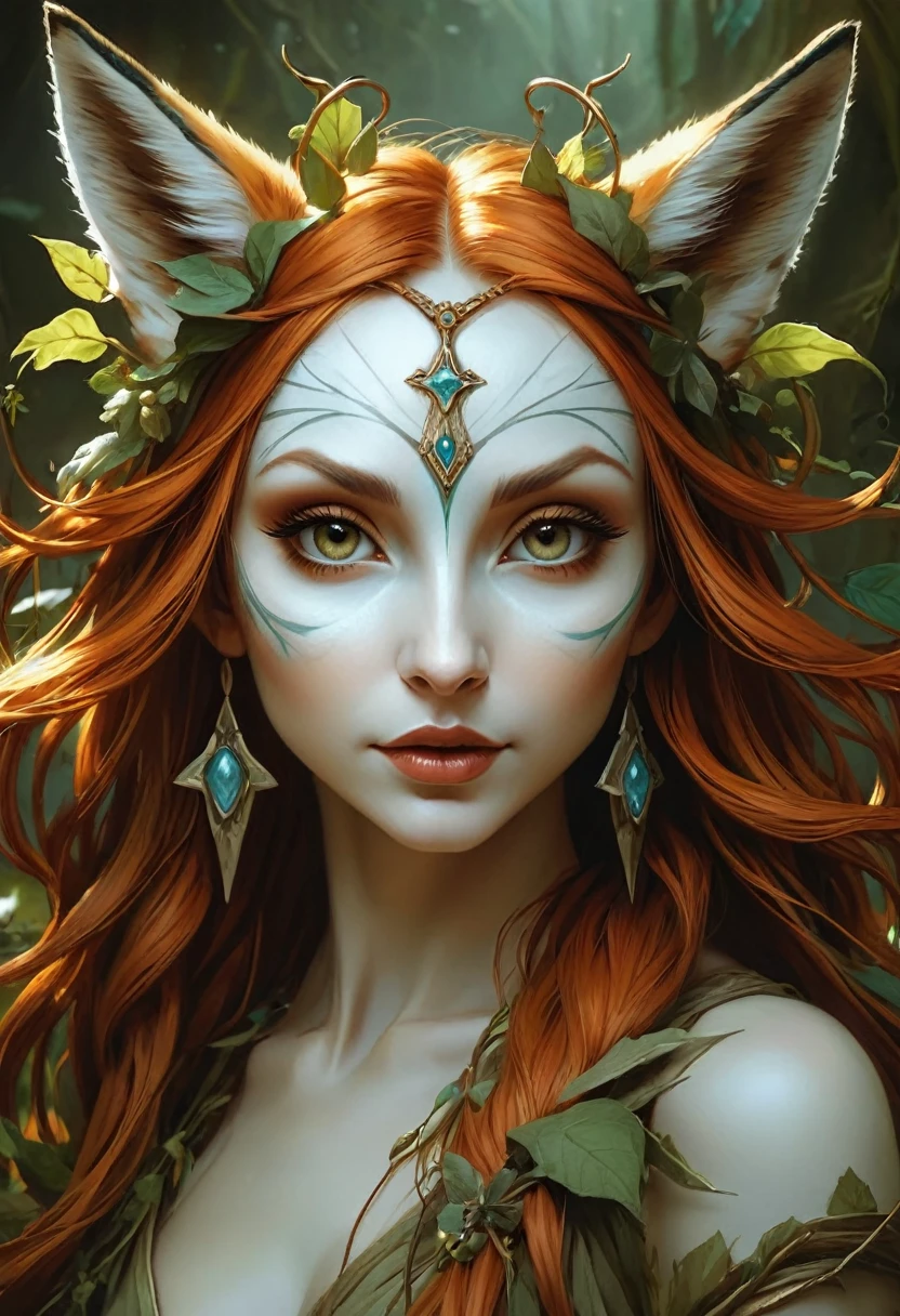 Brian Froud inspired Beautiful Humanoid Creature. cross between fox and satyr. feminine enchantress. Official Art – An Award-Winning Digital Masterpiece In 4K Ultra HD, Extreme Detail And Intricate Realism. Symmetrical Face. This Concept Art Brought To Life By The Hands Of Artists Like Wlop & Artgerm In A Stunning 2D Vector Illustration. Background Is A Panoramic Vista.
