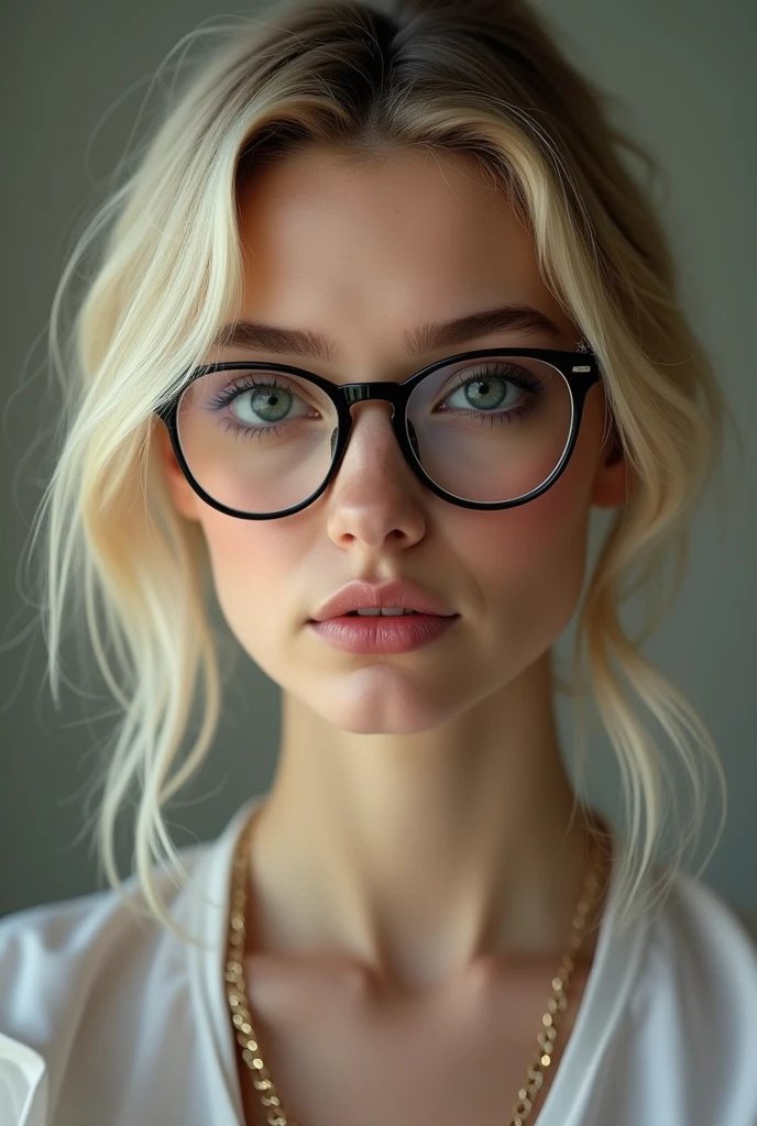 Femme blonde à lunette
