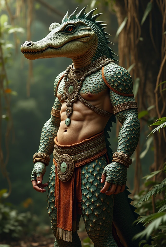 A Mayan in a crocodile suit to draw