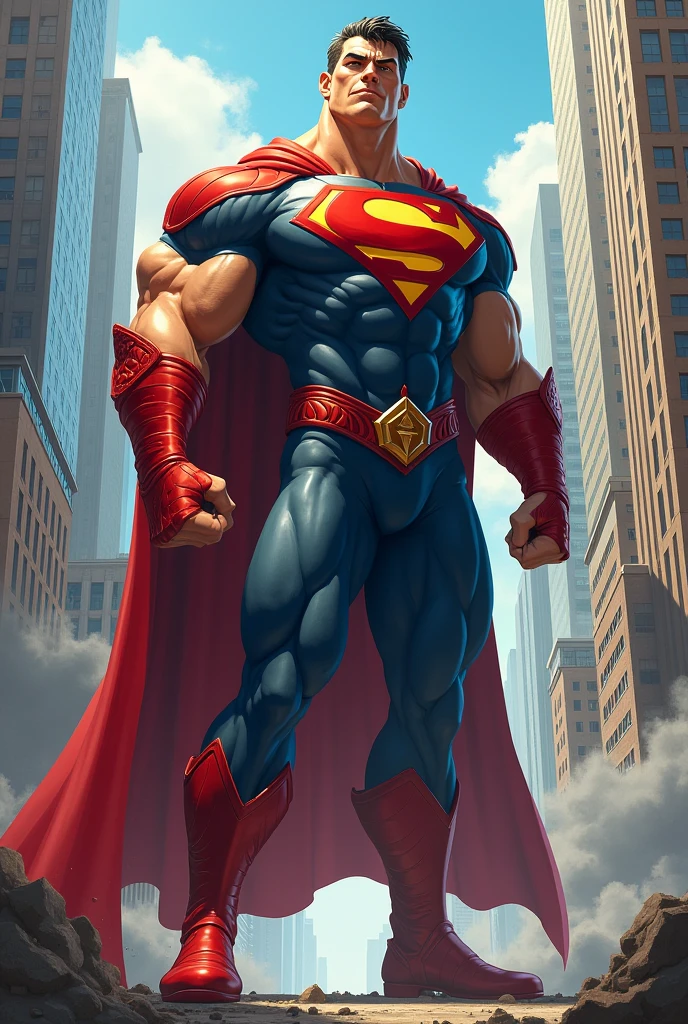 Draw a muscular No. 1 hero