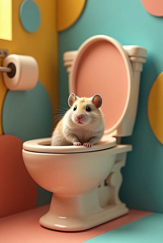 realistic, hamster, skibidi toilet, hamster inside toilet