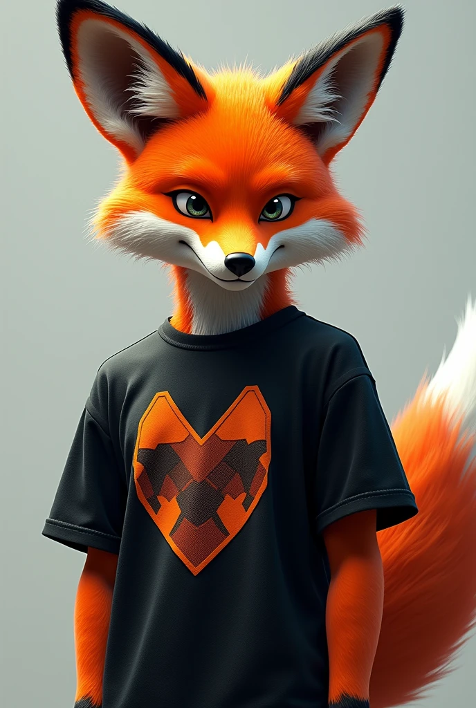 Fox appeared as a teenager in a black 3D shirt for logo 