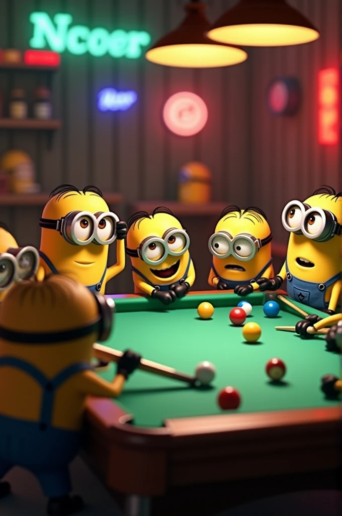 Minions playing pool