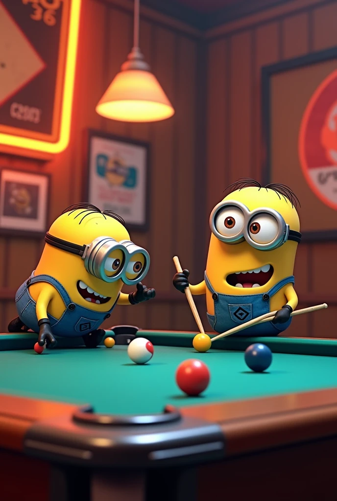 Minions playing pool 