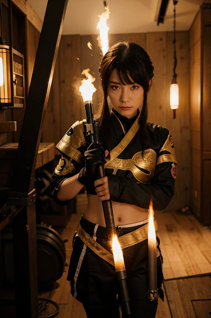 genshin impact character, female, she has a pyro Vision, with weapon named Kagura's Verity, from region Shezhnaya