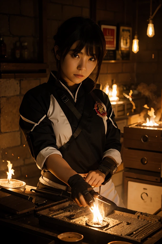 genshin impact character, female, she has a pyro Vision, with weapon named Kagura's Verity, from region Shezhnaya