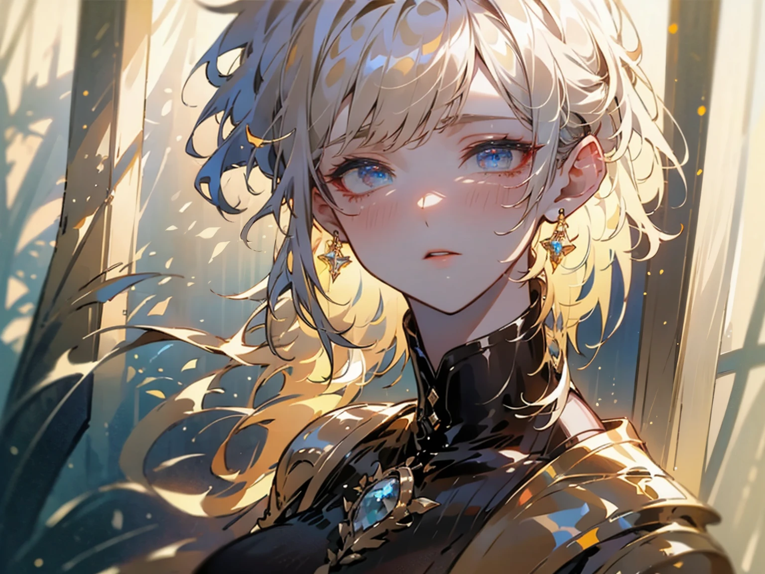 (beautiful detailed eyes, beautiful detailed lips, extremely detailed eyes and face, long eyelashes), 1girl (1.0),solo, sitting on bed (1.0), blonde hair (1.0), short hair (1.0), metal gloves (1.0), black top (0.9), beige skirt (0.9), indoor (1.0), large window (1.0), sunlight (1.0), soft lighting (0.8), melancholic atmosphere (0.8), realistic style (0.9), peaceful (0.8), white summer dress, park, walking, (8k, RAW photo, best quality, masterpiece:1.2), (realistic, photo-realistic:1.37), professional lighting, photon mapping, radiosity, soft lighting, intricate details, natural environment, lush greenery, warm summer day, serene atmosphere