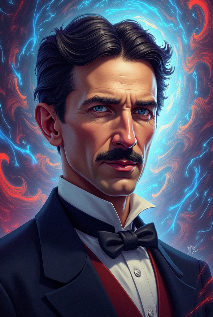 nicolas tesla, colorful