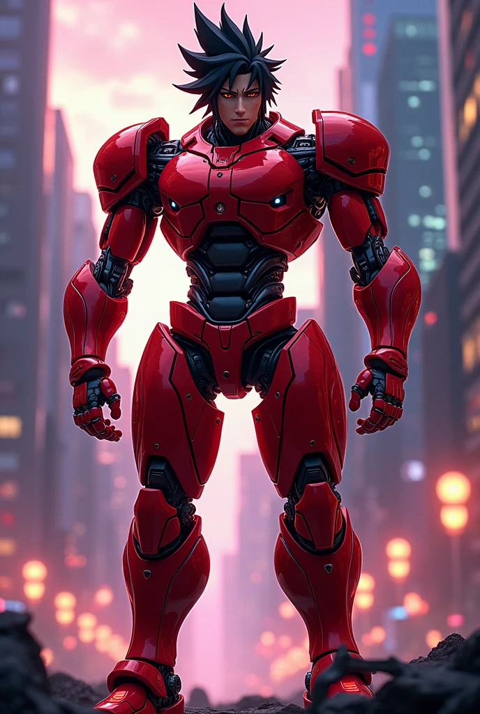 sasuke in robot style red colour
