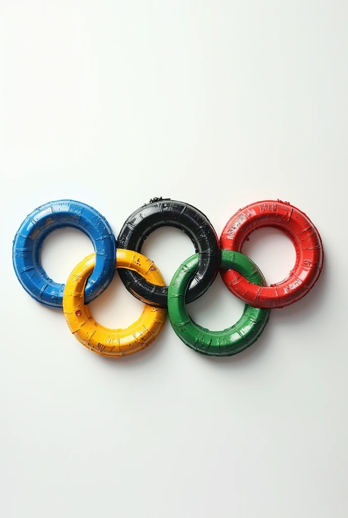 Symbol of the Olympic Games with rings from the colored aluminum can seals