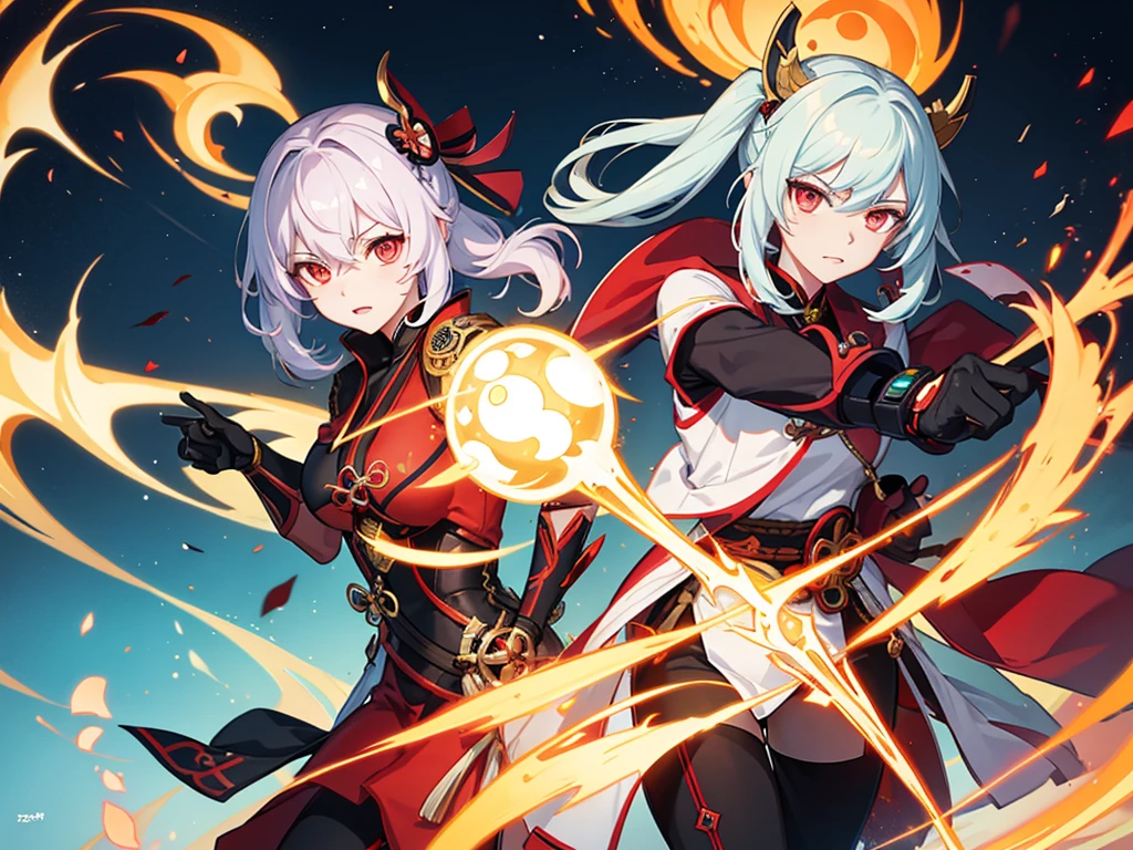 genshin impact character, female, she has a pyro Vision, with weapon named Kagura's Verity, from region Shezhnaya