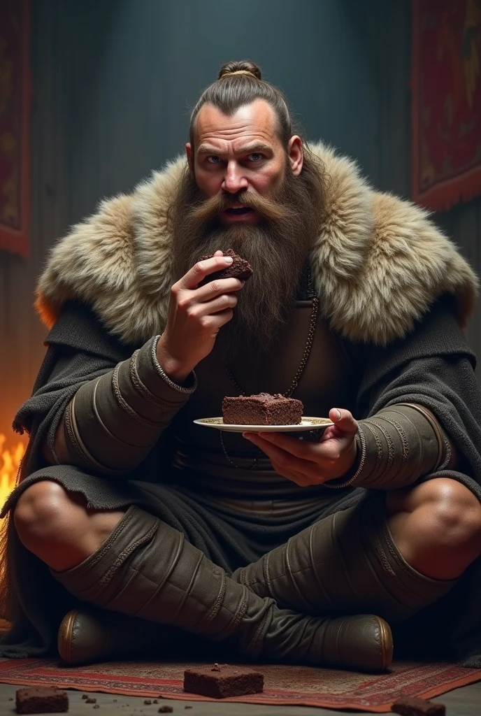 Viking eating brownie