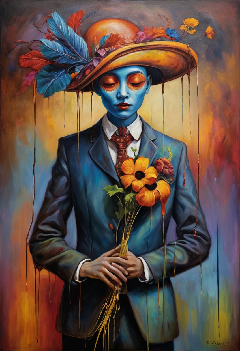 (Artistic Masterpiece of Romantic Life) ( (Themed Art of Life) ( (Conceptual Art) (NFT Exclusive) (Fauvism Work) ()”) Where visual poetry transcends traditional boundaries and embraces the dynamic interplay between creativity and technology Takes),dripping paint,darkart,style, in the style of esao andrews