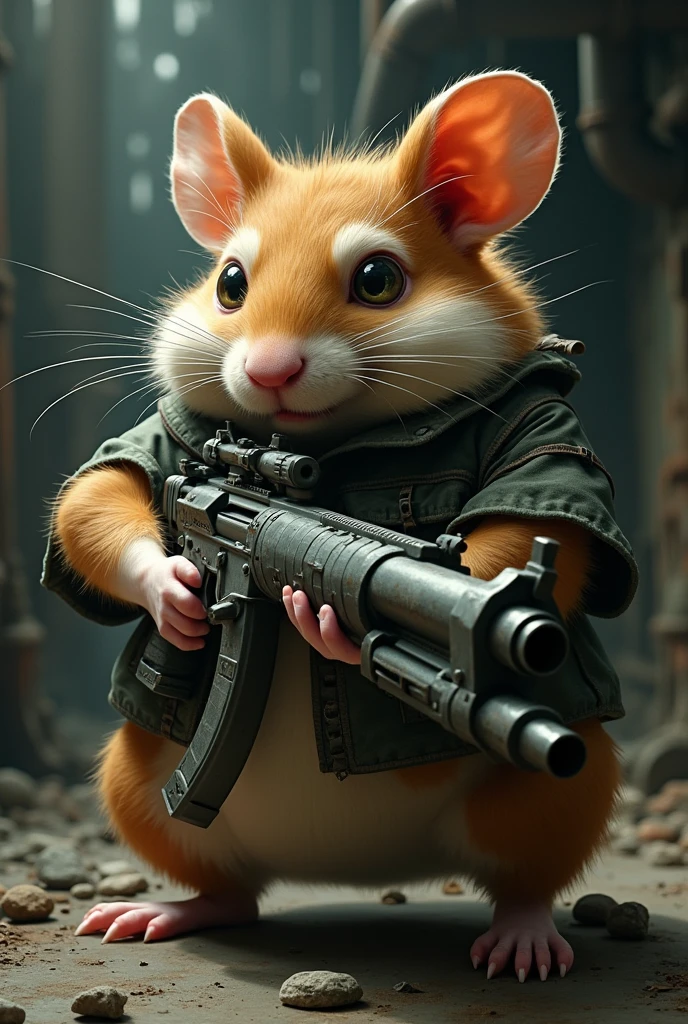 Freaky hamster with a machinegun