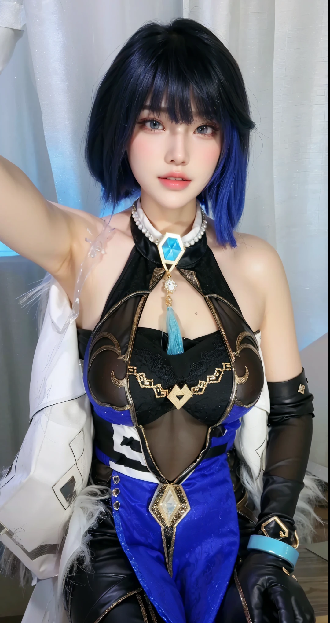 Game Art，CG Animation，Best image quality，Maximum resolution，8K picture quality，(A bust photo)，(portrait)，(Head close-up)，(Rule of Thirds)，Unreal Engine 5 rendering works，20 year old girl，((Queen))，The eyes are very detailed，(Large Breasts)，Elegance and nobility，Ray Tracing，Game CG，((3D Unreal Engine))，OC rendering reflection mode，4K，Ultra-clear，Translucent lace，Fair and plump figure，Pretty Face，Glossy Gel Coat，身着华贵礼服的Queen，Gorgeous clothing，Luxurious and exquisite jewelry，Colorful makeup，Full figure，Dark red lipstick，精致Gorgeous clothing，Supermodel，Gold Jewelry，Luxurious clothing，Gold and diamond jewelry，Rich facial details，Delicate and delicate skin texture，Gorgeous eyeshadow makeup，Shiny gel coat，