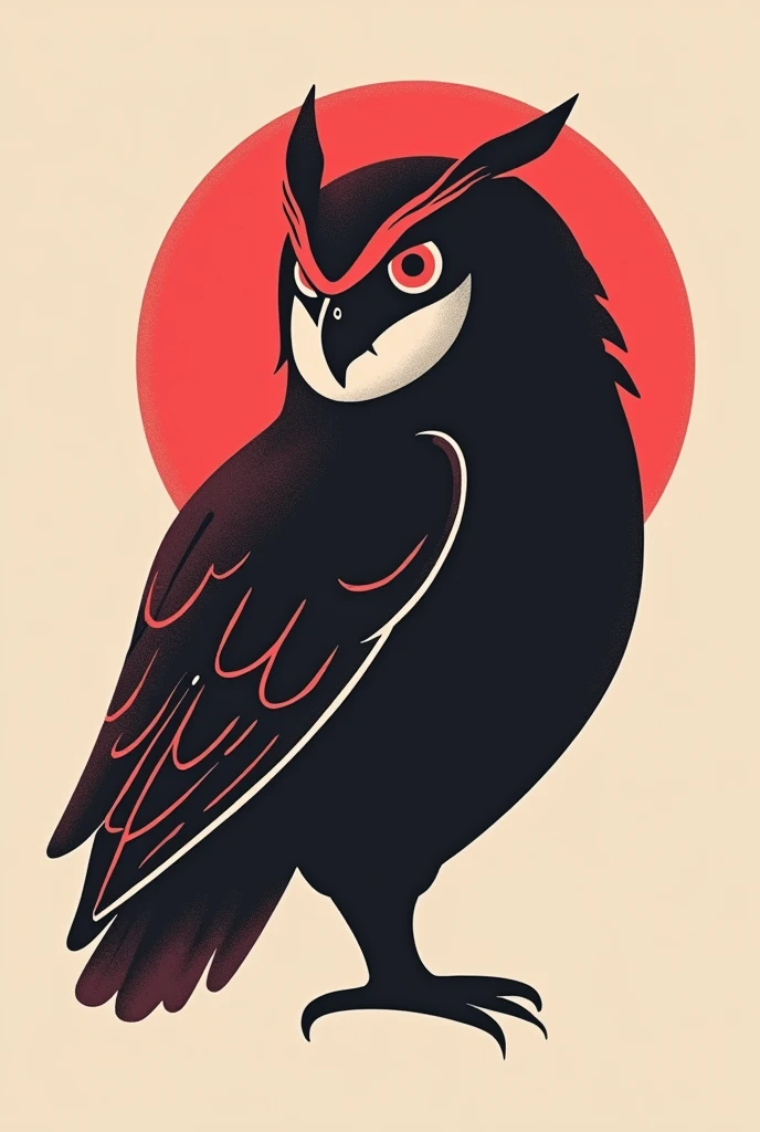 A maroon and black t-shirt with a kind of owl that is not too detailed