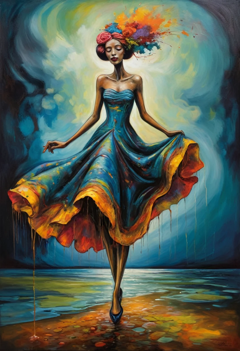 (Artistic Masterpiece of Romantic Life) ( (Themed Art of Life) ( (Conceptual Art) (NFT Exclusive) (Fauvism Work) ()”) Where visual poetry transcends traditional boundaries and embraces the dynamic interplay between creativity and technology Takes),dripping paint,darkart,style, in the style of esao andrews