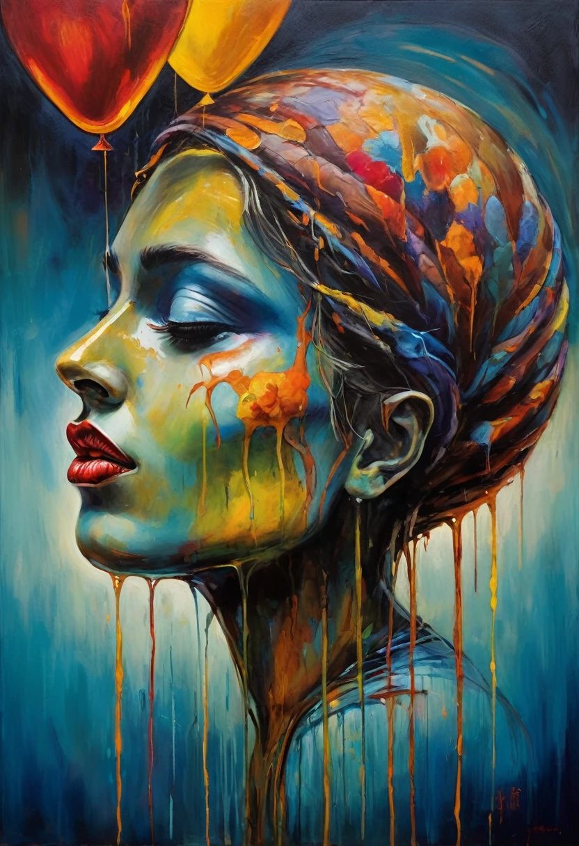(Artistic Masterpiece of Romantic Life) ( (Themed Art of Life) ( (Conceptual Art) (NFT Exclusive) (Fauvism Work) ()”) Where visual poetry transcends traditional boundaries and embraces the dynamic interplay between creativity and technology Takes),dripping paint,darkart,style, in the style of esao andrews