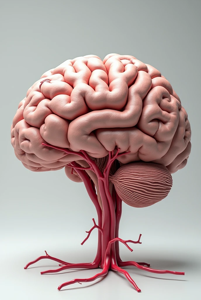 Make me a 3D brain showing the polygon of Willis with the name of each artery and vein that compose it