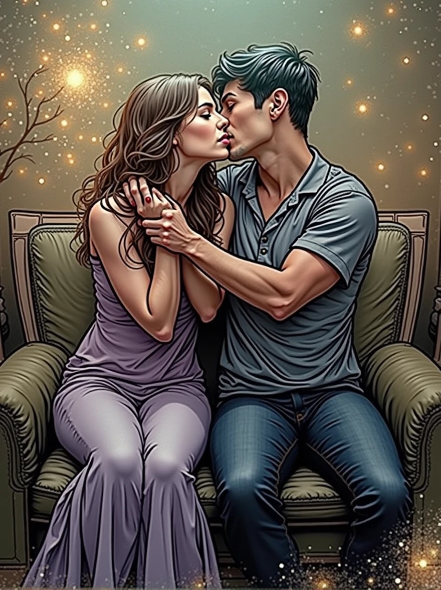 Two people kissing