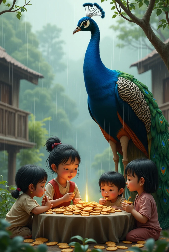 Best atmosphere and rain, crackers,peacock, girl and children ,smol village best view