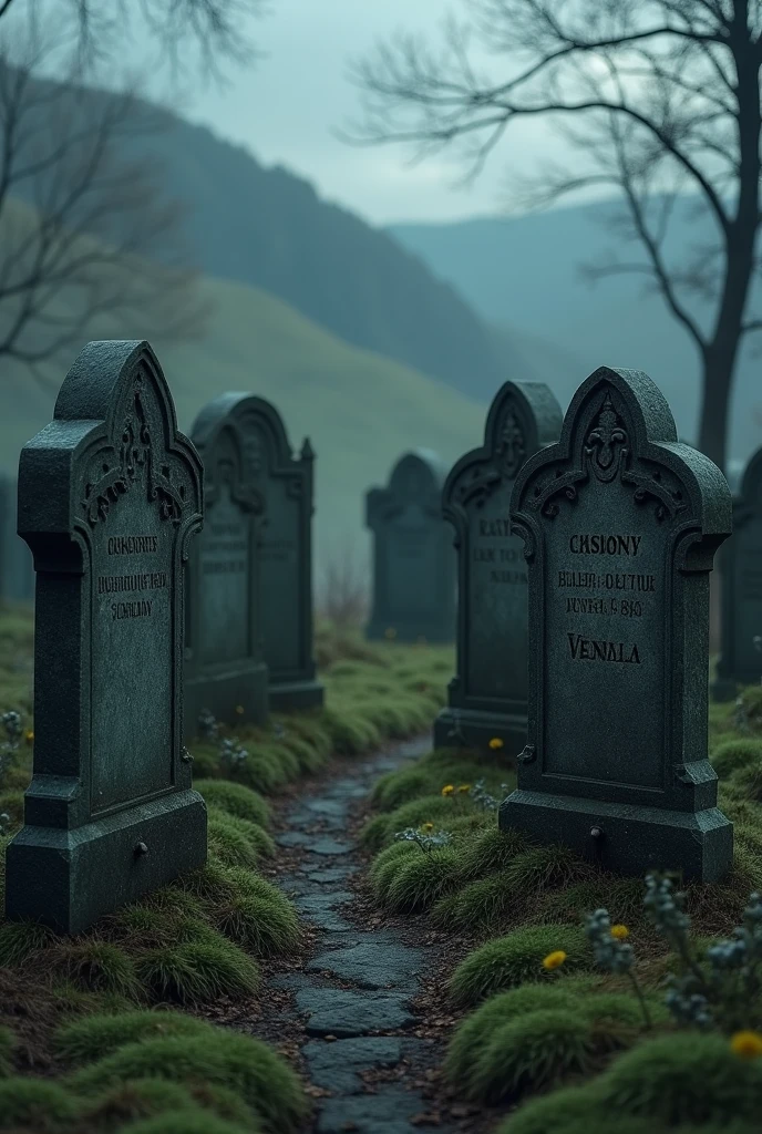  Seven tombstones with a medieval date 