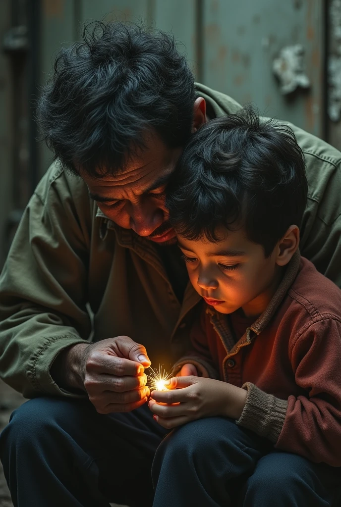 Poor Father and son toking