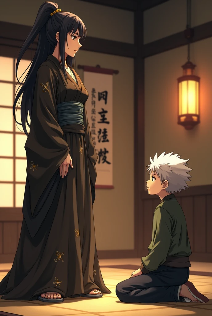 Yuuji Itadori from Jujutsu Kaisen as a female sensei to male young Gojo Satoru from Jujutsu Kaisen