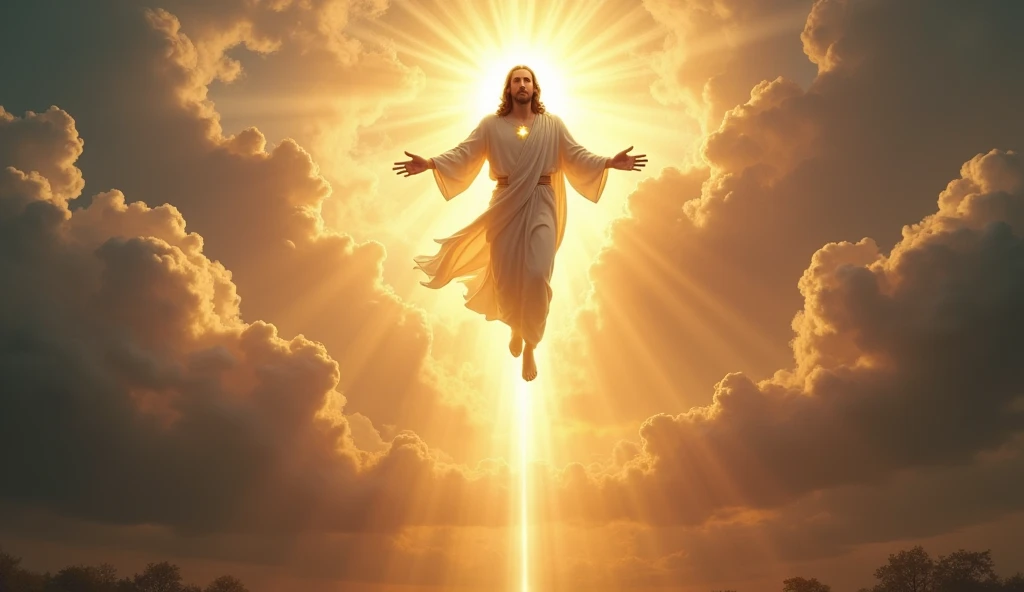 Jesus descending from Heaven in the Second Coming