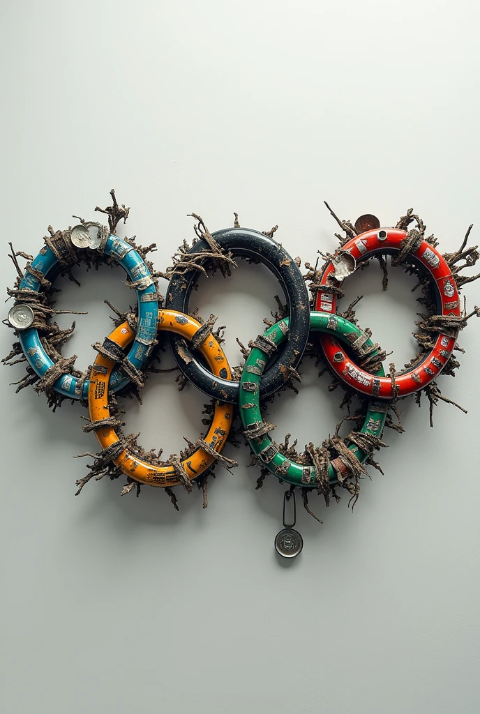 Olympic Games logo made from trash
