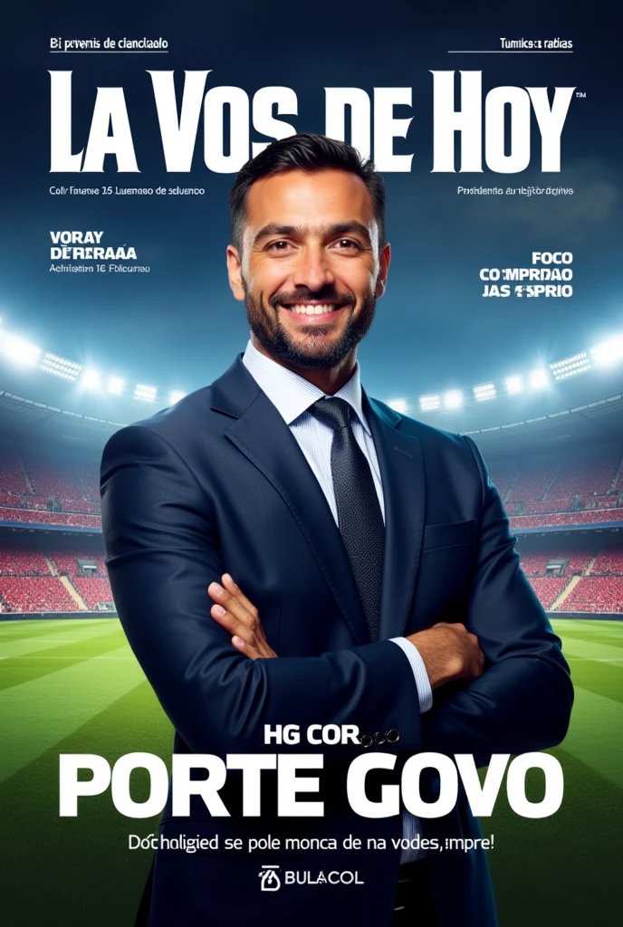 Generate an image for a radio magazine cover called La Vos de Hoy and the program is called Sports Betting 