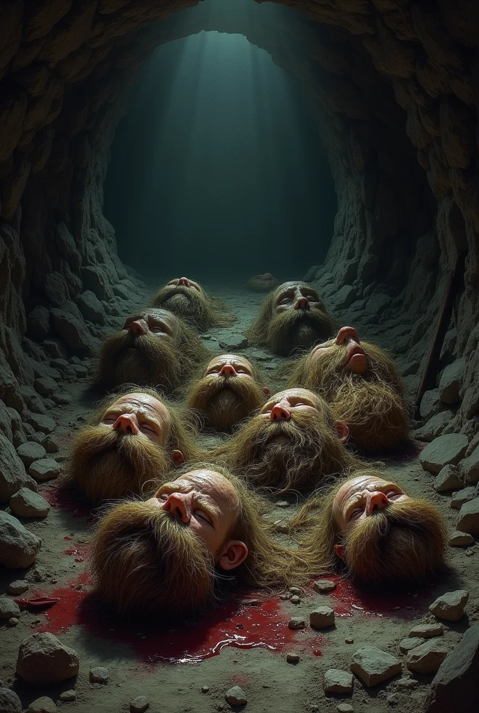 Seven corpses of dwarfs in a mine