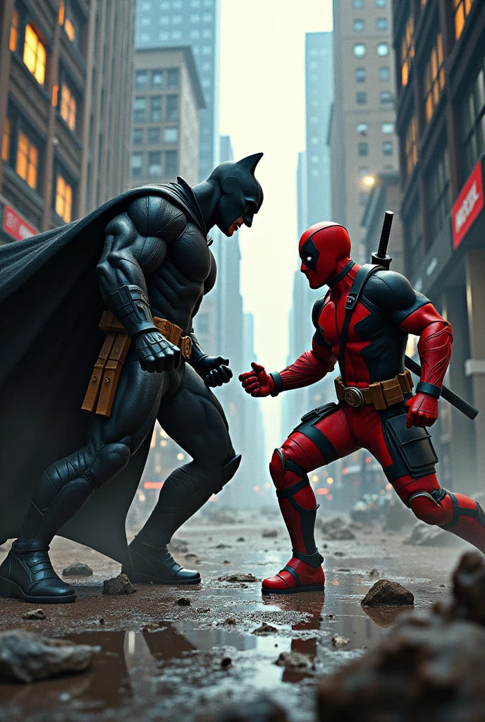 The same photo with BATIMA FIGHTING DEADPOOL