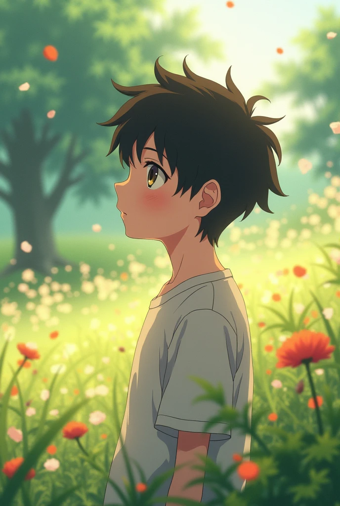 A anime boy dream about his first love watching a