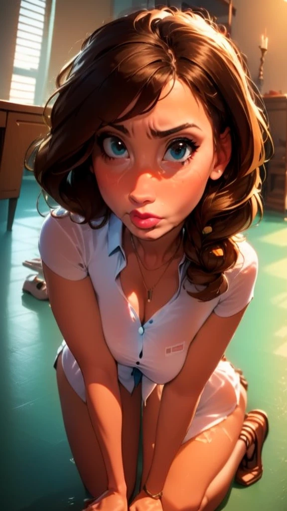 score_9, score_8_up, score_7_up, 1boy, 1girl, mature female, (mother and son), ???, hand on head, kneeling, in a room, bukkake, boy small dick, boy 8-year-old
